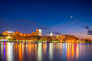 Historic District waterfront of Savannah, Georgia