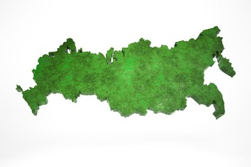 Green map of Russia on a white background, 3d render