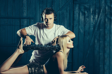 Dj man playing mixer