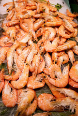 Prawns for sale at La Boqueria Market, Barcelona, Catalonia, Spain