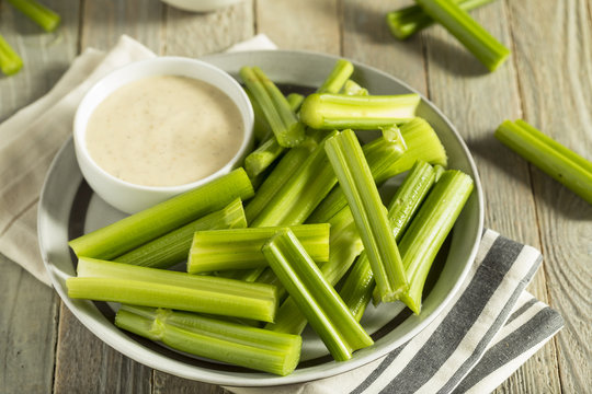 Raw Organic Green Celery Stalks