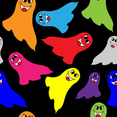 Seamless Halloween pattern with ghosts