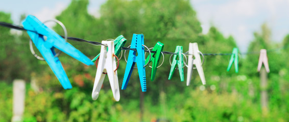 Plastic clothespins laundry hook colorful rop