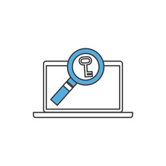 laptop computer with seo icon vector illustration design