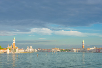 Early evening with sunset at amazing Venice, Italy, summer time