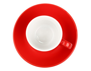 Empty espresso coffee red cup isolated on white
