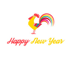 Greeting Christmas card with a rooster