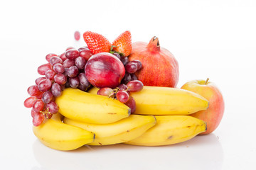 Fresh fruits isolated on a white . Set of different fresh fruits