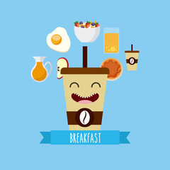 delicious and nutritive breakfast character vector illustration design
