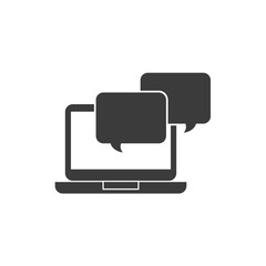 laptop computer with social marketing icon vector illustration design