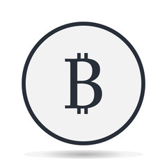 Bitcoin money icon with shadow on light background