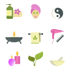Spa beauty body care vector icons