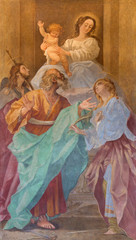 ROME, ITALY - MARCH 12, 2016: The fresco of Madonna with the saints in church Chiesa di Santa Maria dell Orto by Giovanni Baglione (1566 - 1643).