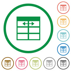 Spreadsheet adjust table column width outlined flat icons