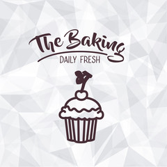 Muffin cupcake icon. Bakery food daily and fresh theme. Polygonal background. Vector illustration