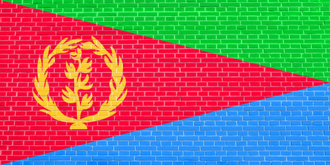 Flag of Eritrea on brick wall texture background