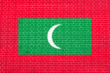 Flag of Maldives on brick wall texture background