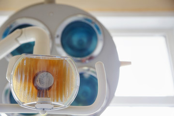 Close-up of the lamp in dental clinic. Interior of dentist offic