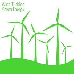 Wind turbine vector illustration. Windmill. Wind turbine landscape illustration.