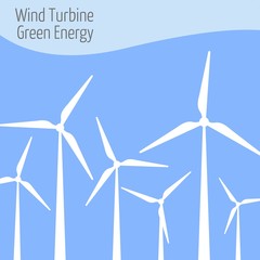 Wind turbine vector illustration. Windmill. Wind turbine landscape illustration.