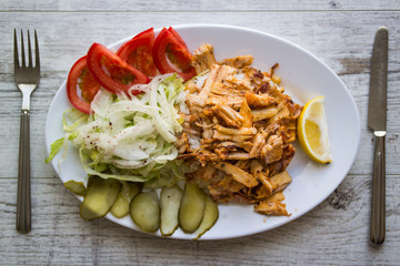 Turkish Chicken Doner Kebab with rice