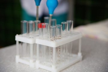 empty test tubes in laboratory on table
