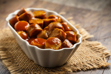 Currywurst - fried sausage with ketchup