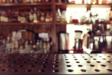 empty table background blur interior of the restaurant