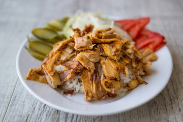 Turkish Chicken Doner Kebab with rice