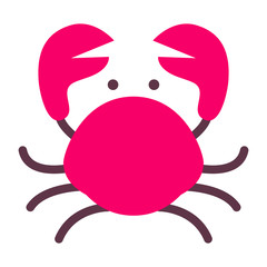 crab icon , flat style red crab isolated on white