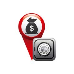 pin pointer with money icon vector illustration design