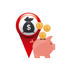 pin pointer with money icon vector illustration design