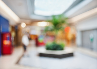 Blurred image of shopping mall interior. 