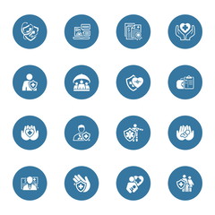 Insurance and Medical Services Icons Set.