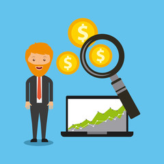 Business growth funds flat icons vector illustration design