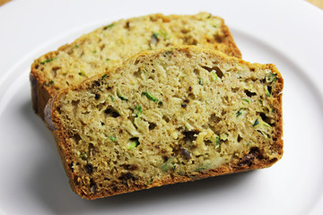 Freshly Baked Zucchini Bread with Raisins and Walnuts