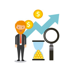 Business growth funds flat icons vector illustration design