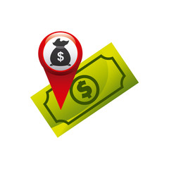 pin pointer with money icon vector illustration design