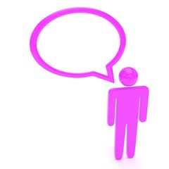 3d man with talk bubbles isolated over a white background. 3d rendering.