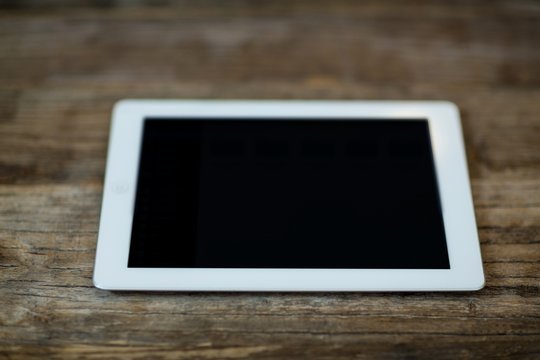 Digital tablet on a table