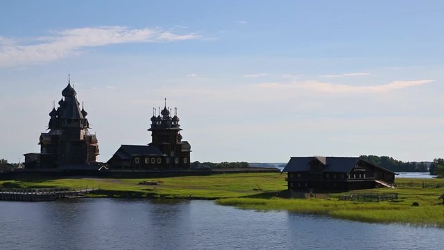 Famous wooden architectural ensemble on Kizhi Island in Russia. Kizhi pogost declared a World Heritage Site by UNESCO.
