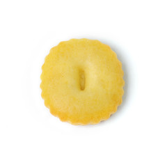 letterr O made of cracker cookie isolated on white background