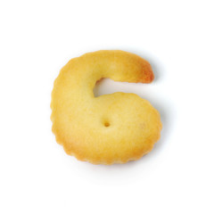 Number 6  made of cracker cookie isolated on white background