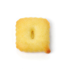 letterr Q made of cracker cookie isolated on white background