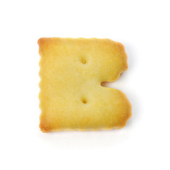 letter B made of cracker cookie isolated on white background