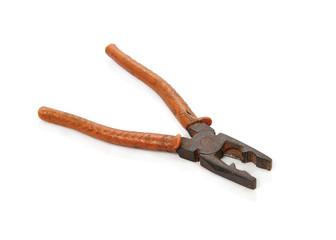 Old pliers isolated on white background