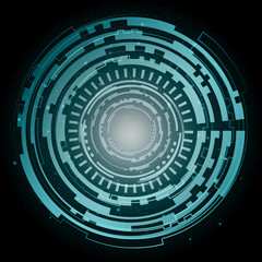 Abstract circle technology background with bright flare