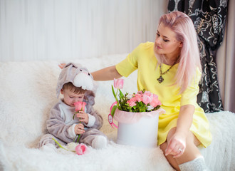 Happy boy with mother 
