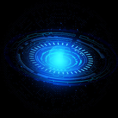 Abstract circle technology background with bright flare