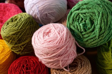 Piles of Balls yarn wool cotton silk udon